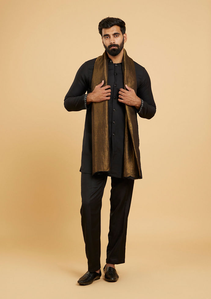 Twamev Men Black Wool Shawl