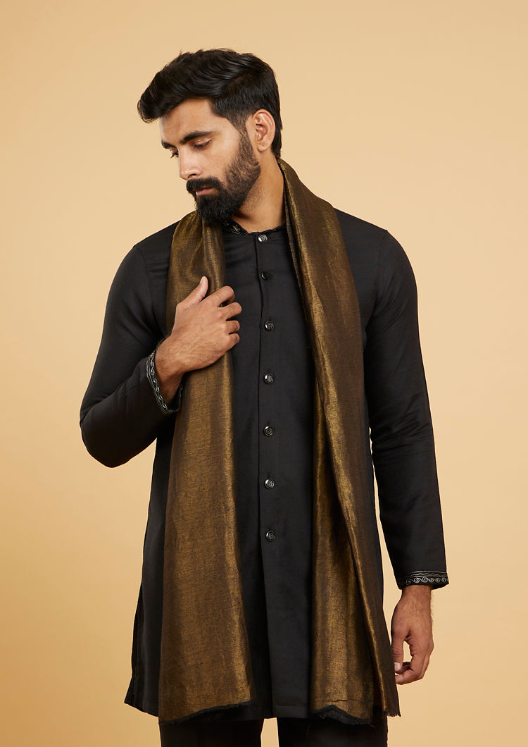 Twamev Men Black Wool Shawl