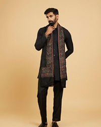 Twamev Men Elegant Black Wool Shawl