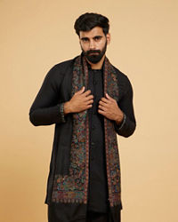 Twamev Men Elegant Black Wool Shawl