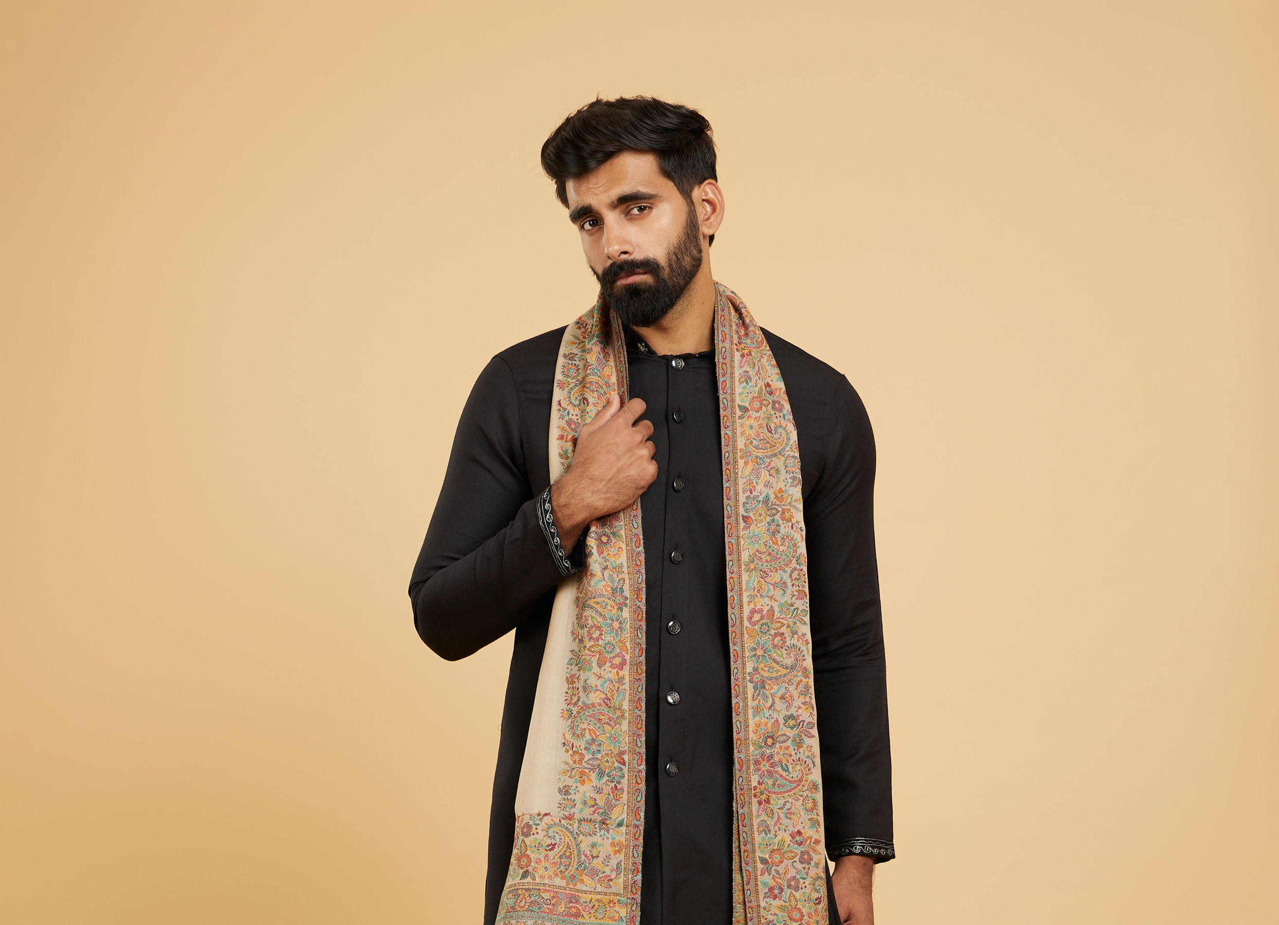 Twamev Men Elegant Beige Shawl