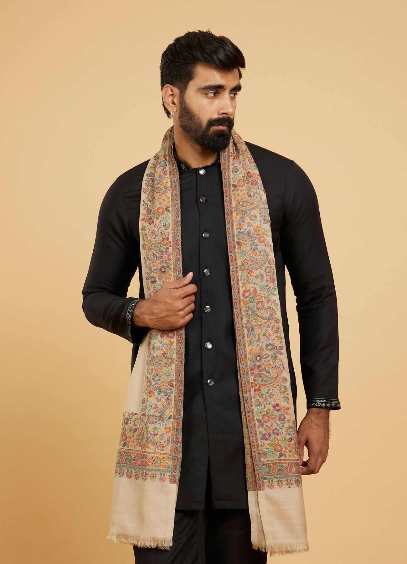 Twamev Men Elegant Beige Shawl