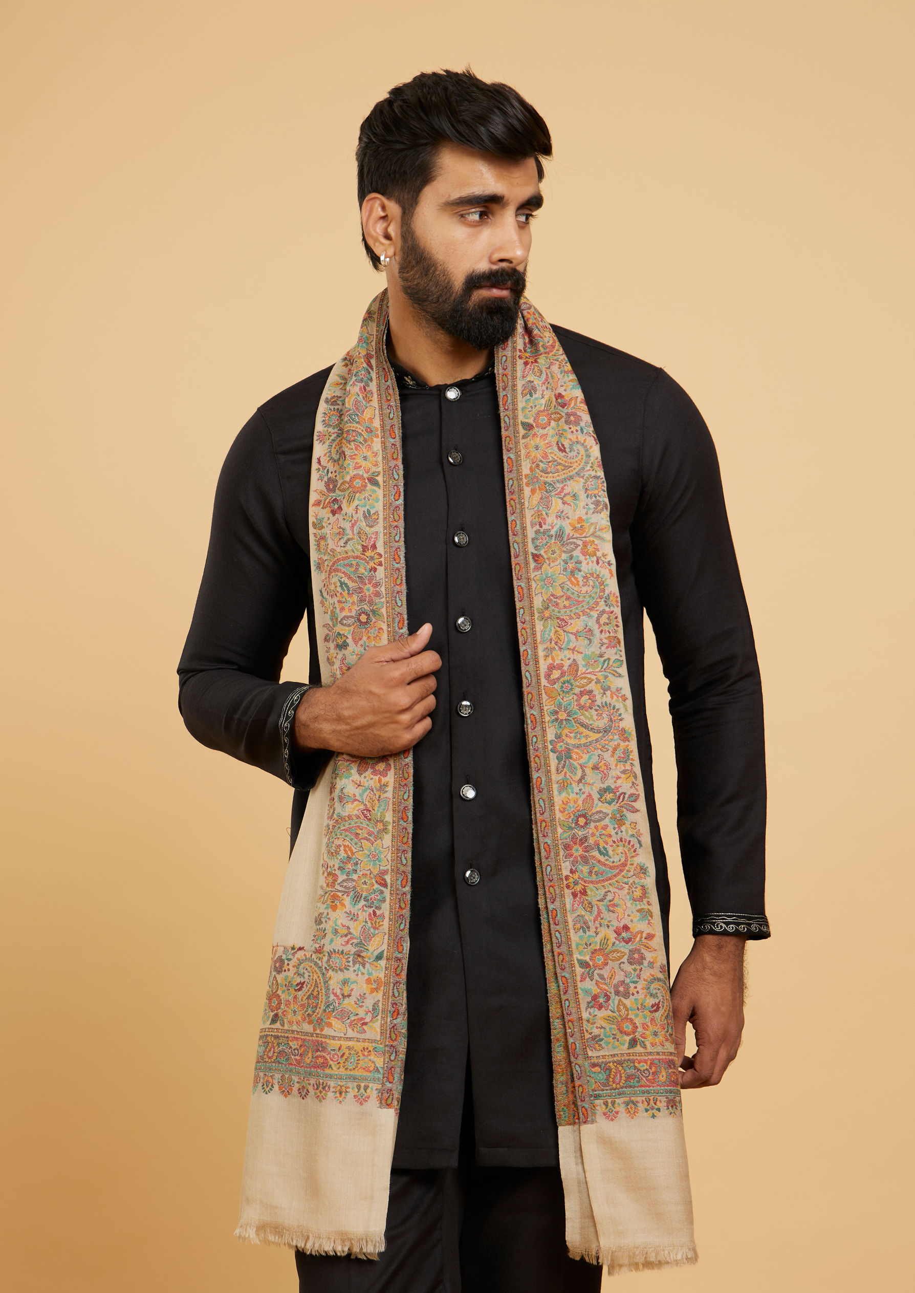 Twamev Men Elegant Beige Shawl