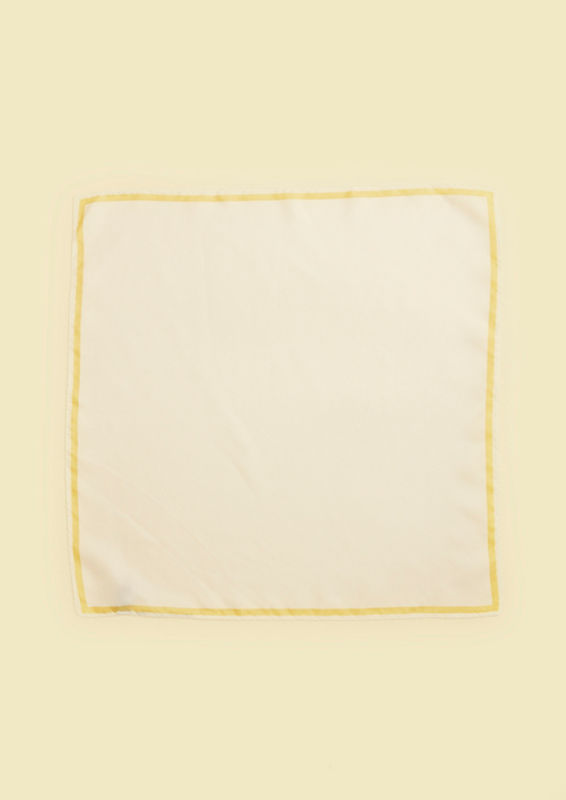 Twamev Men Cream Satin Pocket Square