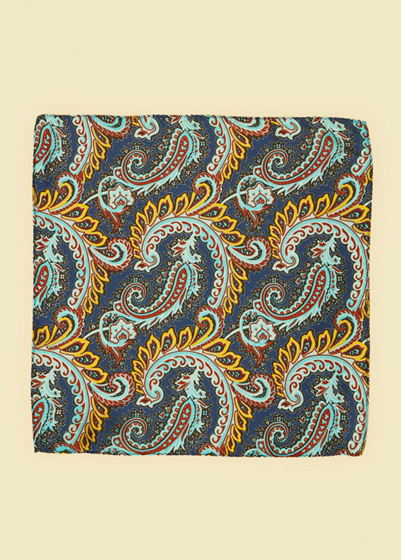 Twamev Men Dark Blue Satin Elegance Pocket Square