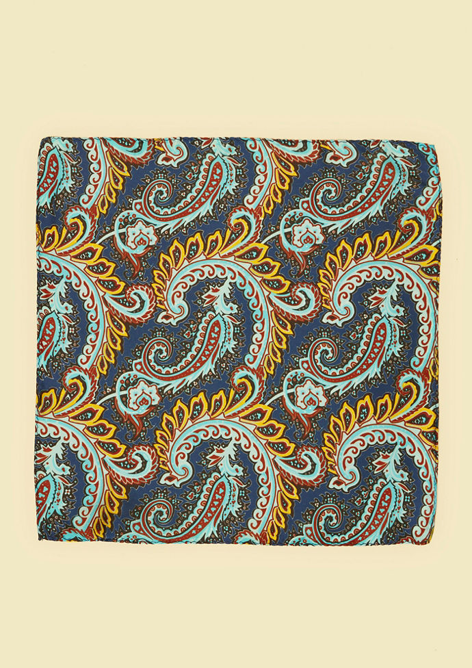 Twamev Men Dark Blue Satin Elegance Pocket Square