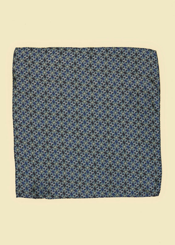 Twamev Men Dark Blue Elegance Satin Pocket Square