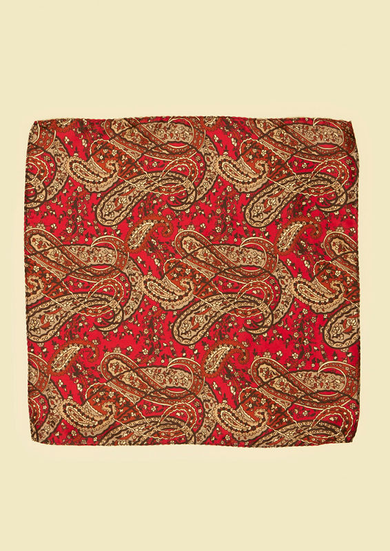 Twamev Men Regal Red Satin Pocket Square