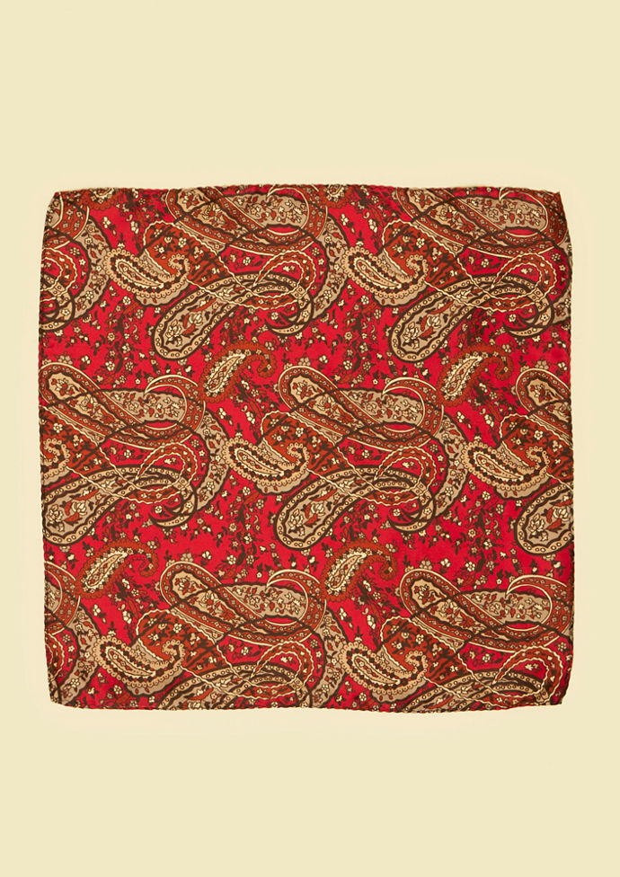 Twamev Men Regal Red Satin Pocket Square