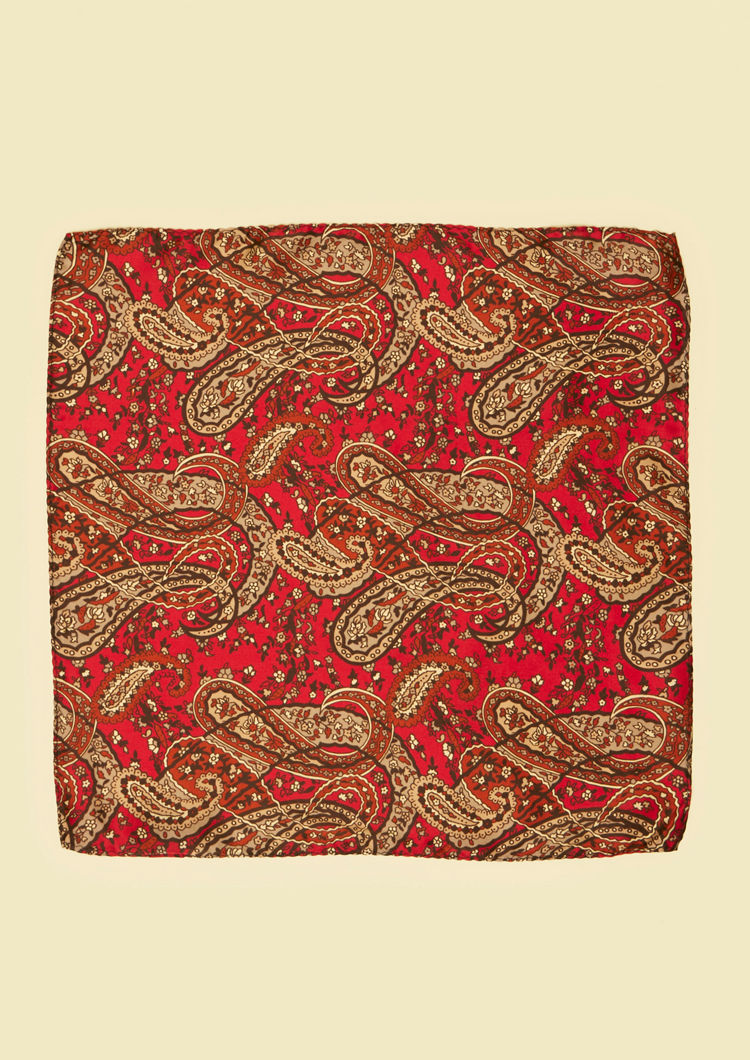 Twamev Men Regal Red Satin Pocket Square