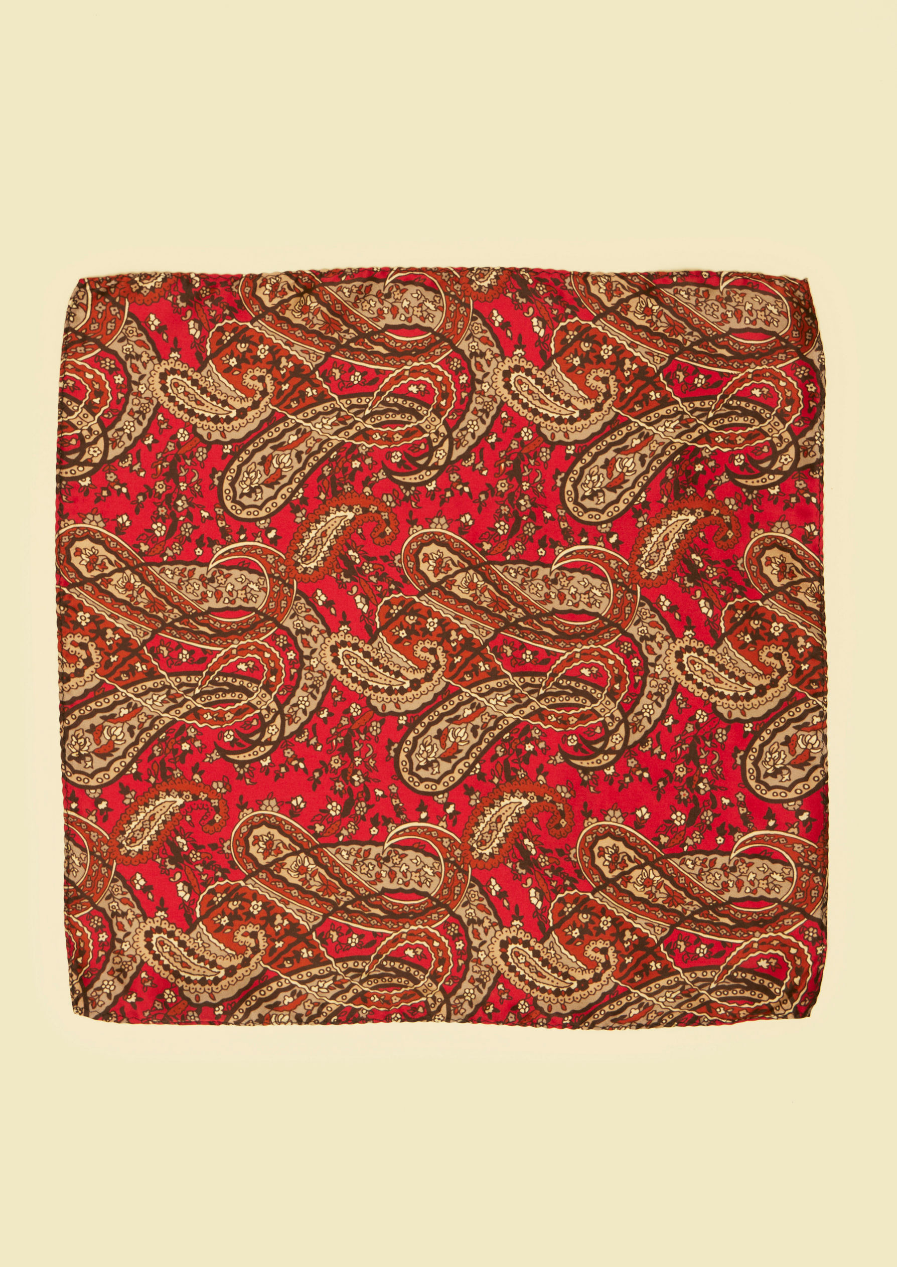 Twamev Men Regal Red Satin Pocket Square