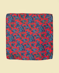 Twamev Men Regal Red Satin Pocket Square