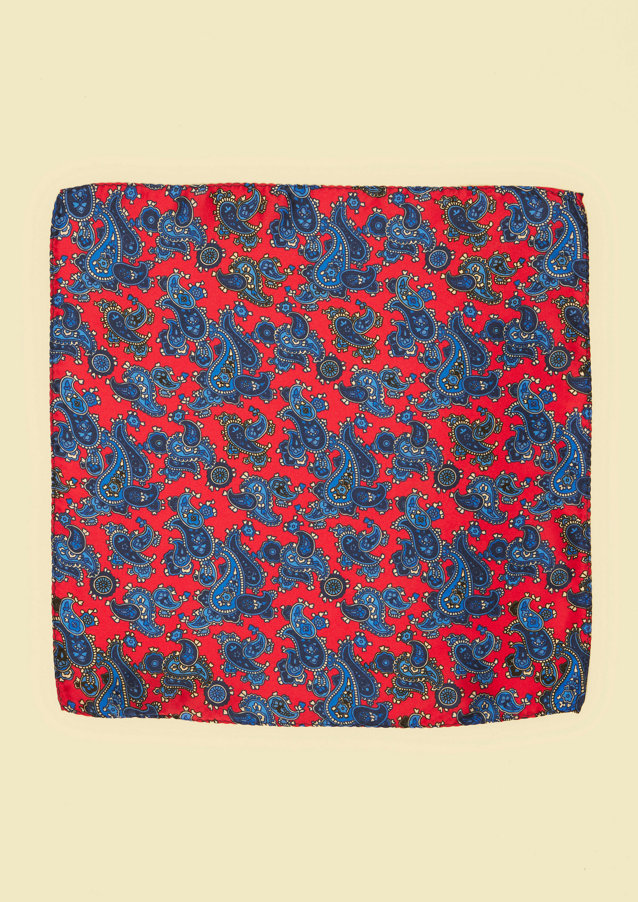 Twamev Men Regal Red Satin Pocket Square