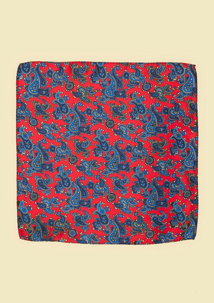 Twamev Men Regal Red Satin Pocket Square