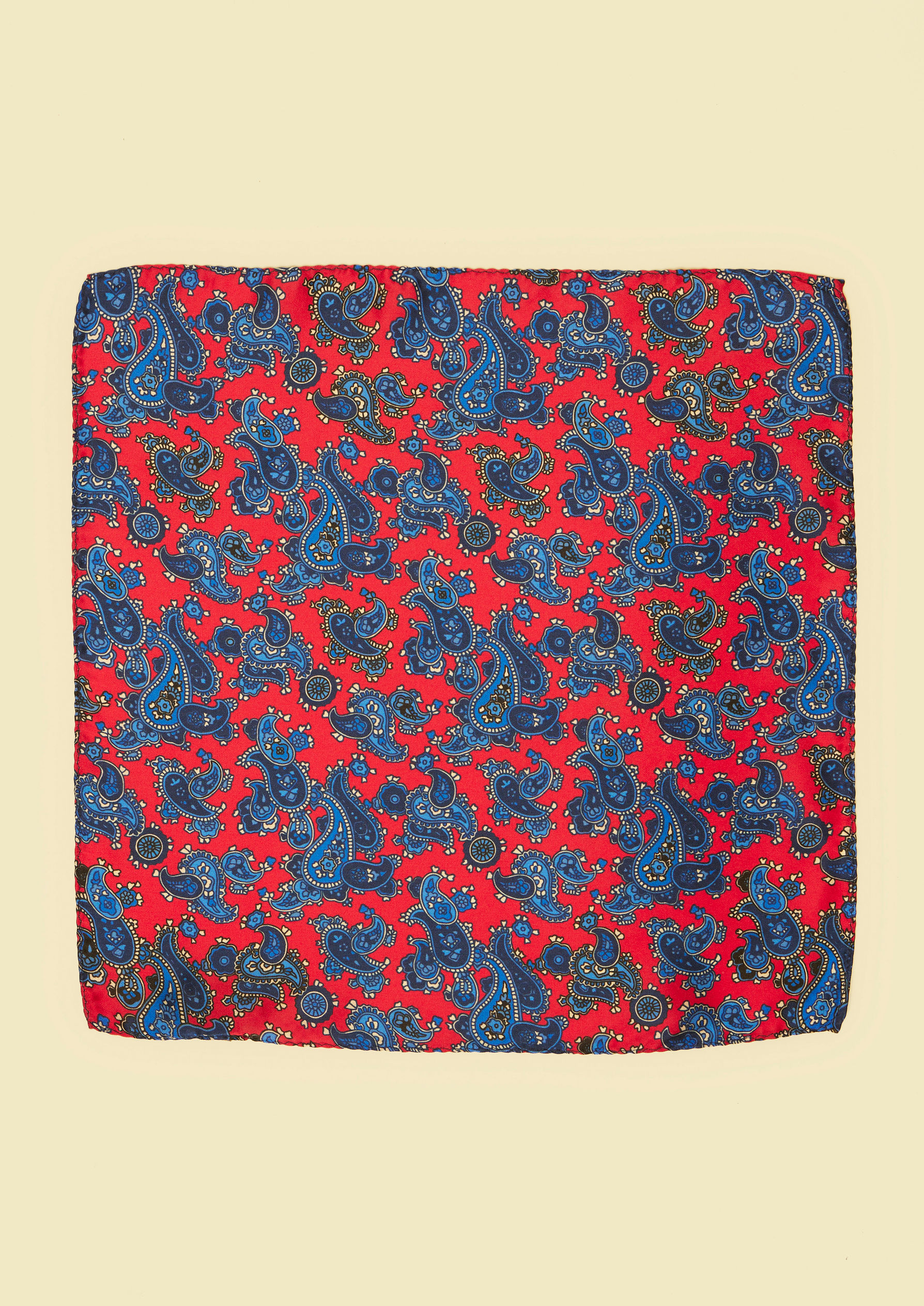Twamev Men Regal Red Satin Pocket Square