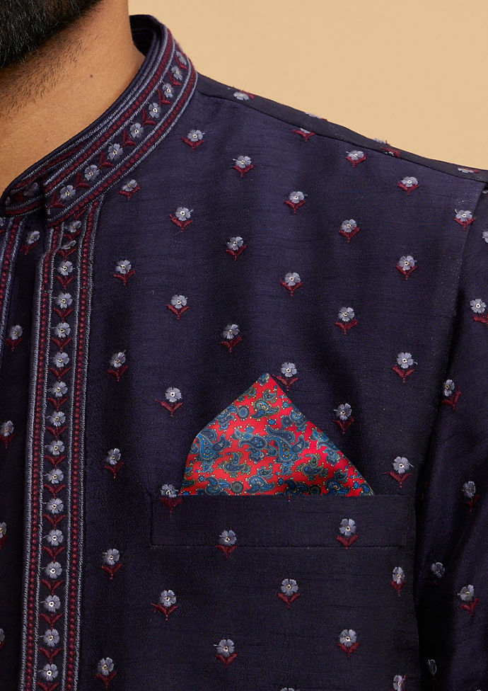 Twamev Men Regal Red Satin Pocket Square