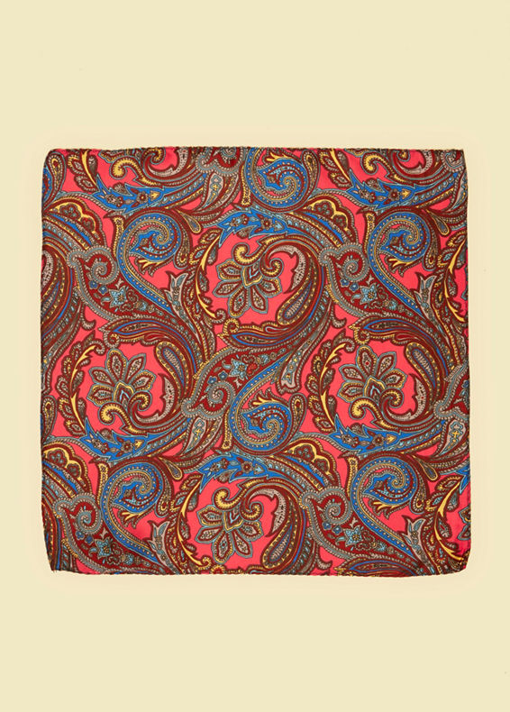 Twamev Men Radiant Red Satin Pocket Square