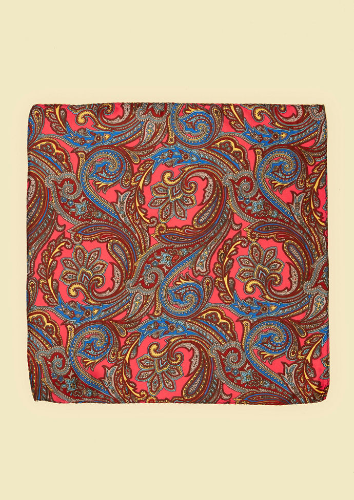 Twamev Men Radiant Red Satin Pocket Square