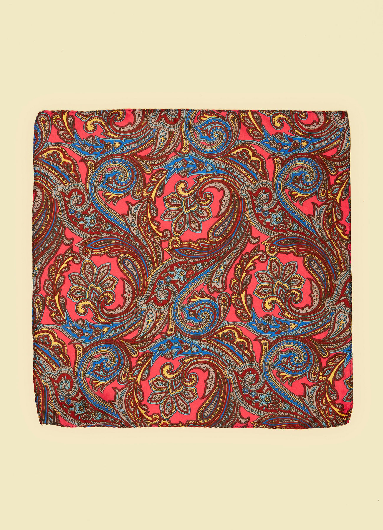 Twamev Men Radiant Red Satin Pocket Square