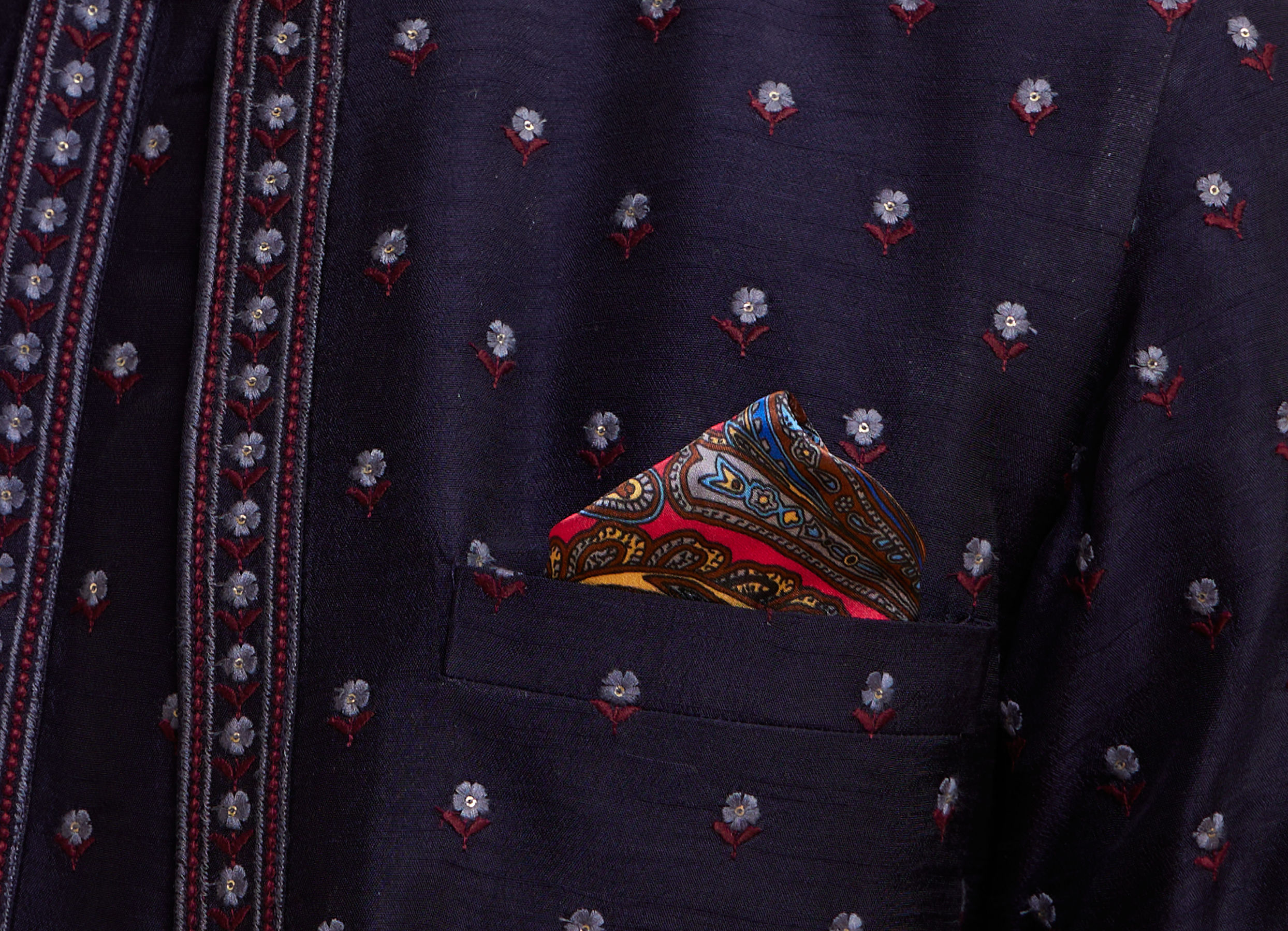 Twamev Men Radiant Red Satin Pocket Square