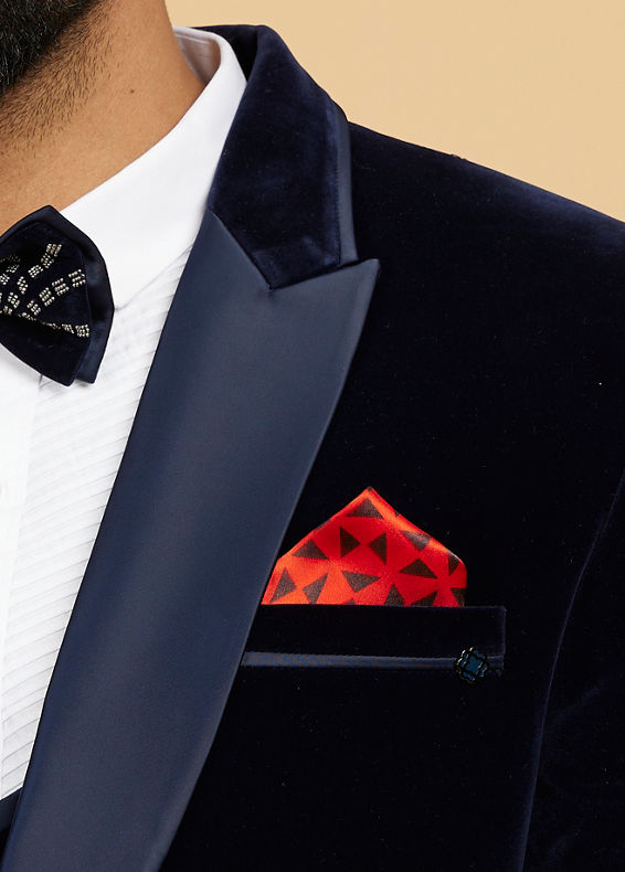 Twamev Men Red Satin Pocket Square