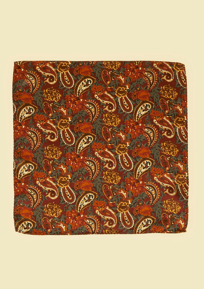 Twamev Men Royal Satin Brown Pocket Square