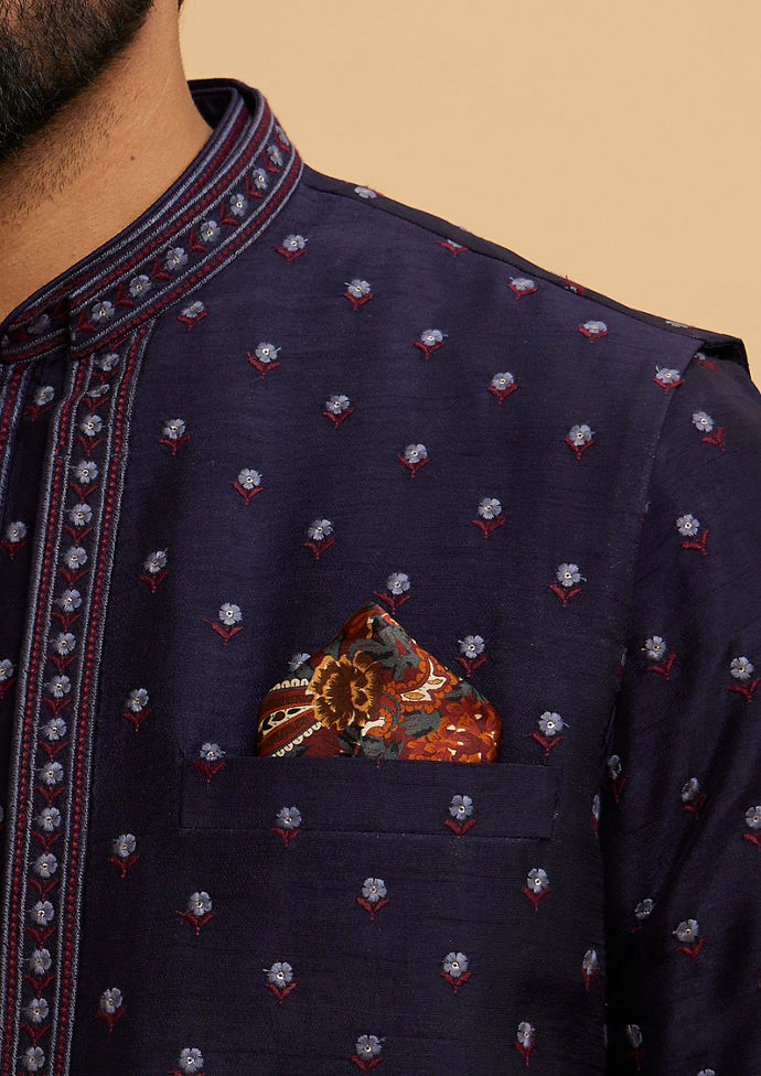 Twamev Men Royal Satin Brown Pocket Square