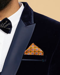 Twamev Men Yellow Satin Pocket Square