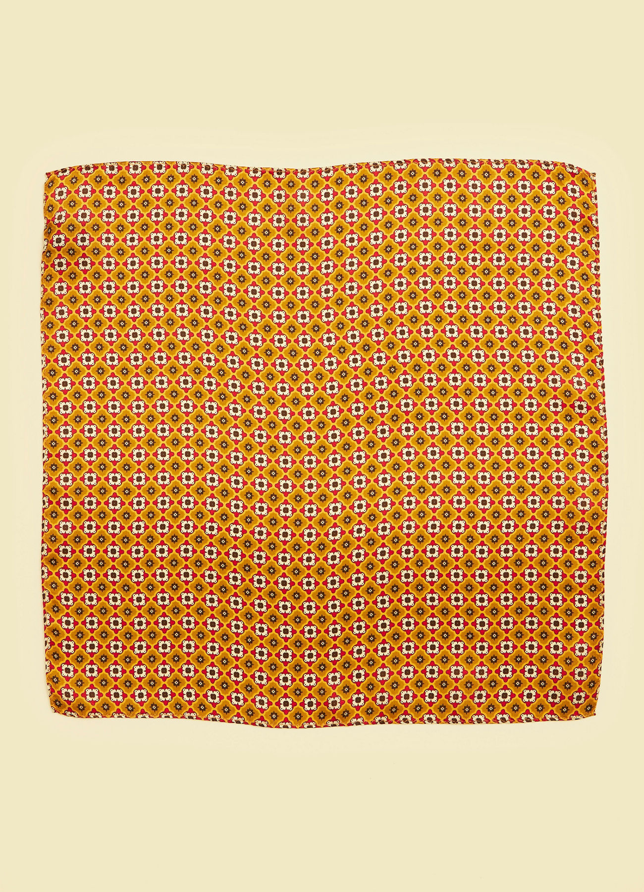 Twamev Men Yellow Satin Pocket Square
