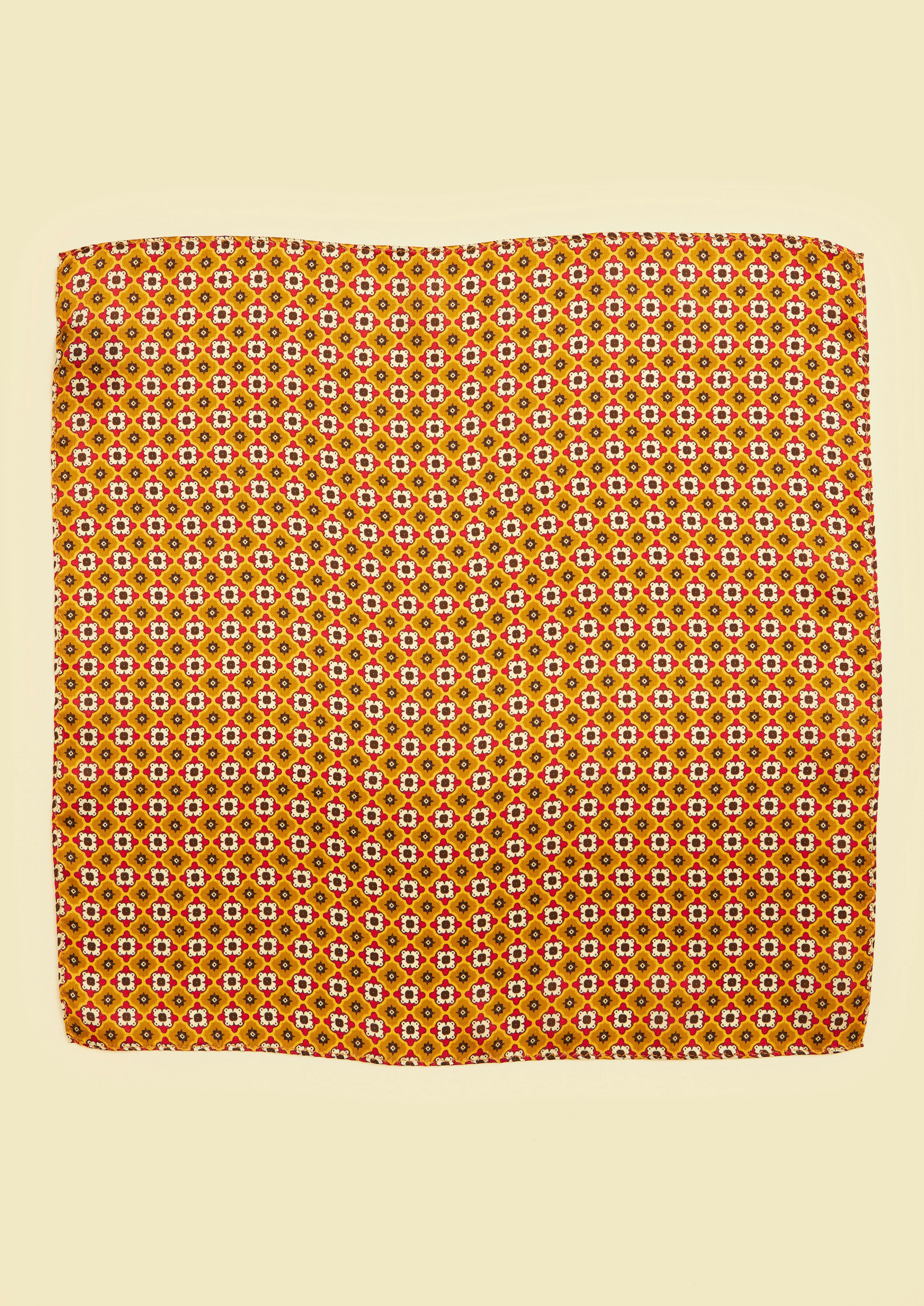 Twamev Men Yellow Satin Pocket Square