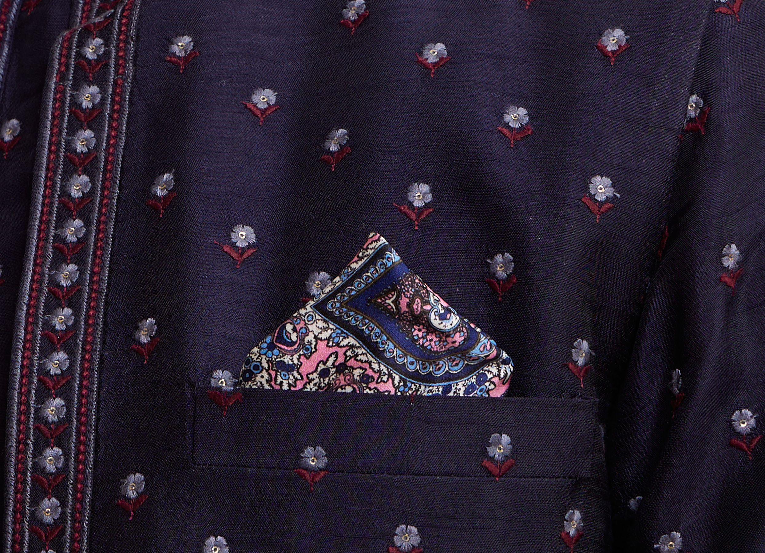 Twamev Men Pink Satin Pocket Square