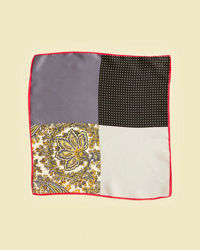 Twamev Men Dark Grey Satin Pocket Square