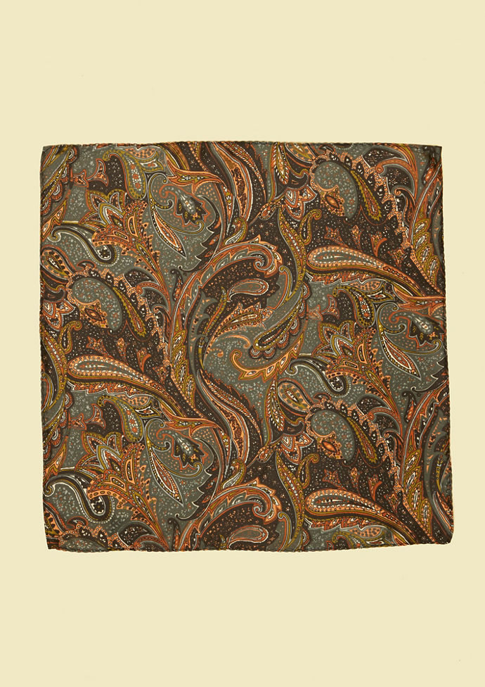 Twamev Men Regal Grey Satin Pocket Square