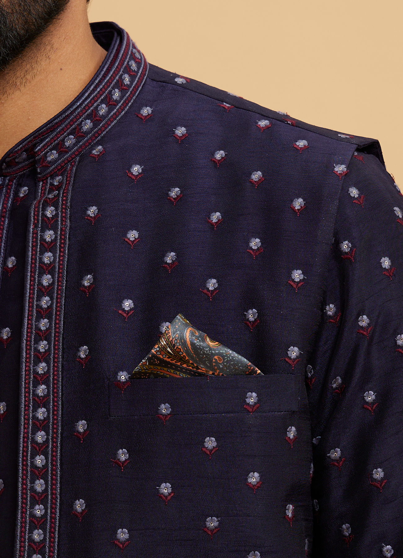 Twamev Men Regal Grey Satin Pocket Square