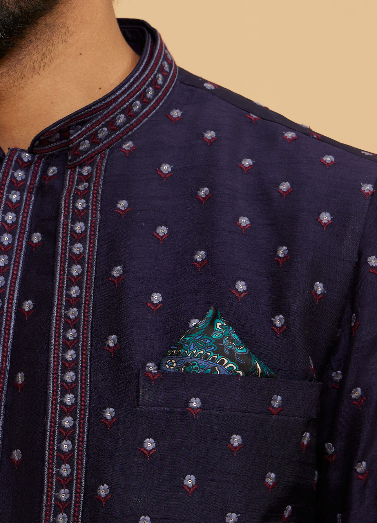 Twamev Men Glamorous Black Satin Pocket Square