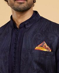 Twamev Men Sleek Black Satin Pocket Square