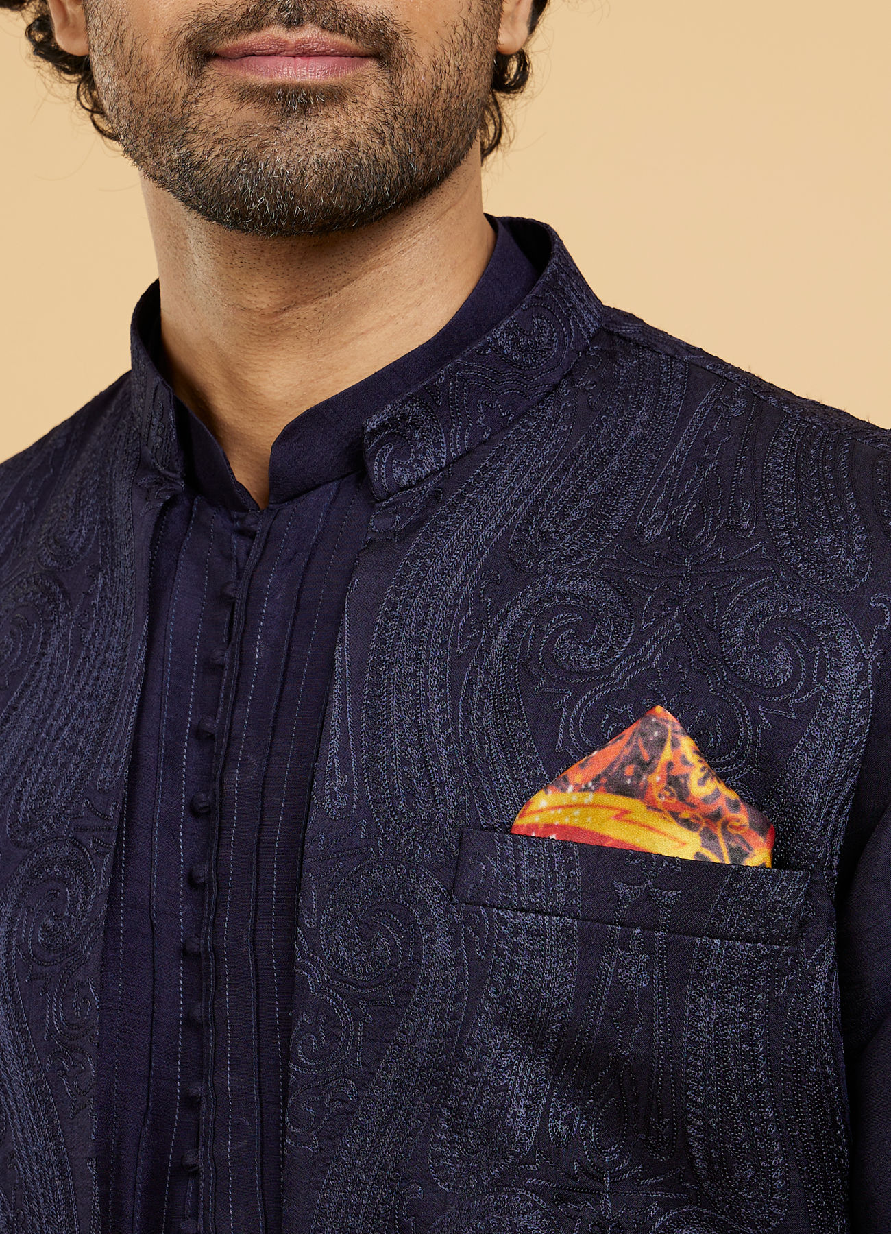 Twamev Men Sleek Black Satin Pocket Square