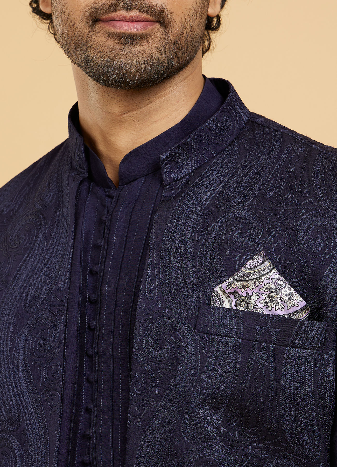 Twamev Men Lilac Purple Satin Pocket Square