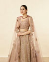 Mohey Women Purple Floral Embroidered Bridal Lehenga
