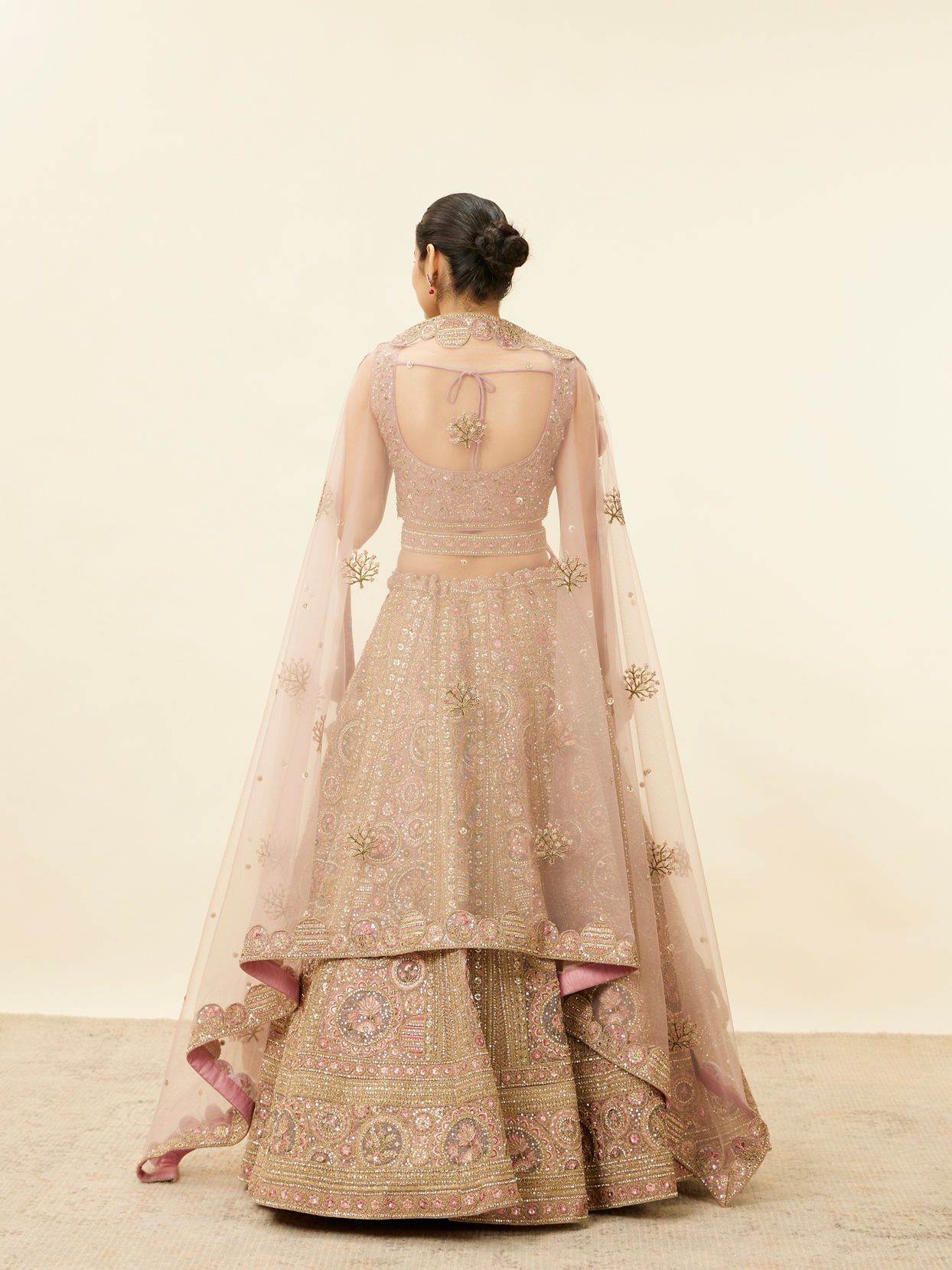 Mohey Women Purple Floral Embroidered Bridal Lehenga