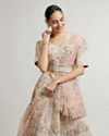 Mohey Women Dark Cream Lehenga with Motifs, Beads And Sequin Work