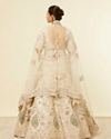 Mohey Women Dark Cream Floral Patterned Bridal Lehenga with Peacock Motifs