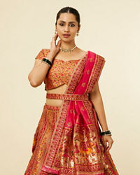 Mohey Women Mustard Yellow Bel Buti Patterned Benarasi Lehenga