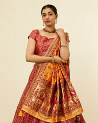Mohey Women Rani Pink Bel Buti Patterned Benarasi Lehenga