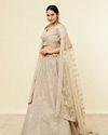 Mohey Women Beige Rhinestone Embellished Lehenga