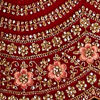 Solid Red Aari Embroidered Bridal Lehenga