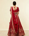 Mohey Women Solid Red Aari Embroidered Bridal Lehenga