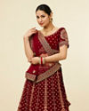 Mohey Women Classic Maroon Aari Embroidered Bridal Lehenga