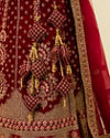 Mohey Women Classic Maroon Aari Embroidered Bridal Lehenga