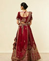 Mohey Women Classic Maroon Aari Embroidered Bridal Lehenga